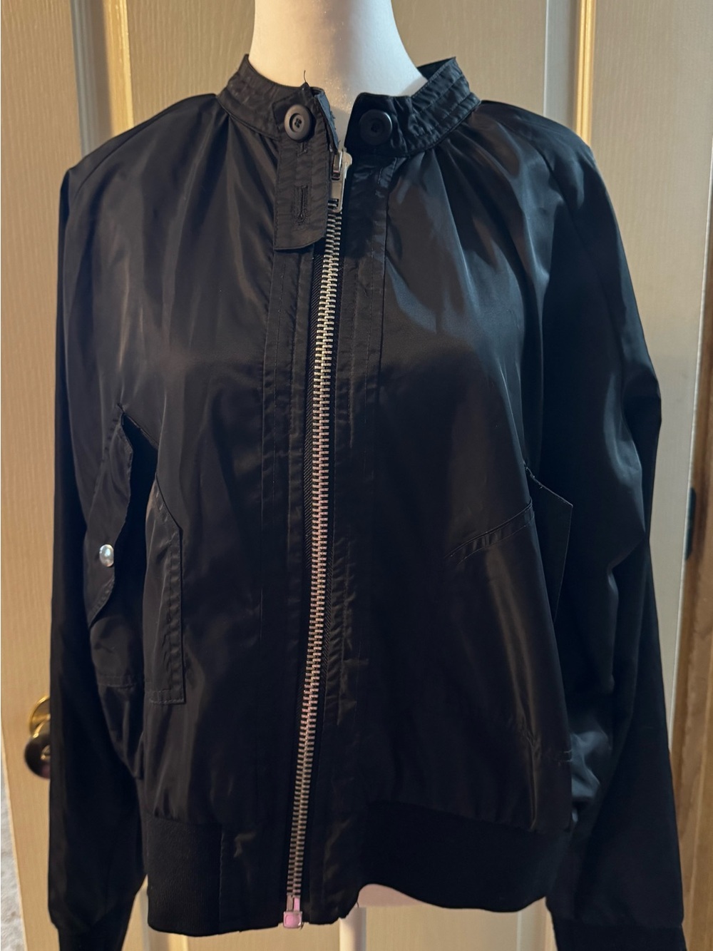 Free People Black Women's Zip Bomber Jacket